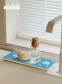 Diatomaceous Earth Absorbent Mat for Bathroom Vanity and Sink, Cartoon Seal Design