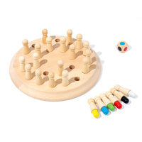 Wooden Memory Chess Game for Kids, Educational Color Recognition Board Game Toy