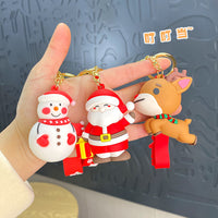 Christmas Santa Snowman Reindeer Keychain Pendant for Car Keys and Bags