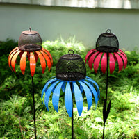Outdoor Metal Hummingbird Feeder with Flower Design for Garden Patio