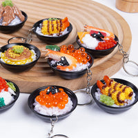 Realistic Sushi Donburi Keychain Pendant for Claw Machines and Bags