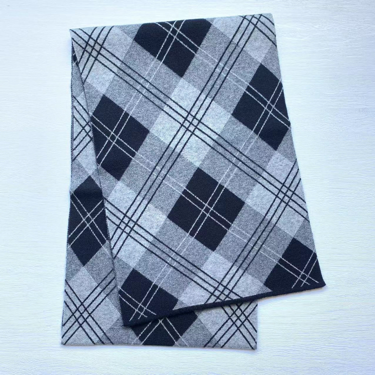 Men's Winter Fashion Plaid Jacquard Knit Cashmere Scarf