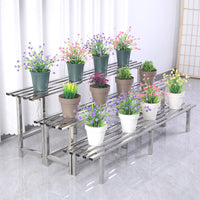 Stainless Steel Tiered Plant Stand for Balcony & Outdoor Use