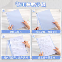 A4 Rotating Rod File Folder for Document Organization, Side Opening Lever Arch Clip