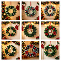 Christmas Simulation Green Plant Wreath Garland Courtyard Tinsel Christmas Flower Vine Ring Home Outdoor Decoration Pendant