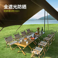 Outdoor Camping Hexagonal/Octagonal Tarp Tent Set with Black Glue Coating, Quick Setup, Windproof, Large Sunshade, Rainproof