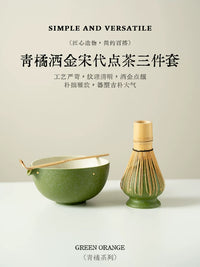 Matcha Bowl and Whisk Set - Ceramic Song Dynasty Style Tea Ceremony Kit