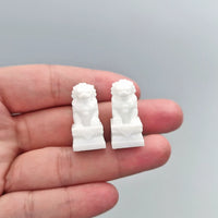 Miniature Stone Lion and Drum Stone Figurines for Micro Landscape Decor