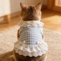 Pet Dog Summer Thin Plaid Bow Vest for Small to Medium Breeds