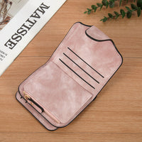 Retro Frosted Leather Women's Short Wallet with Multiple Card Slots and Coin Purse