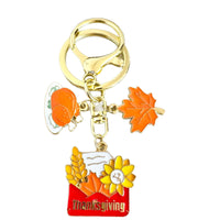 Thanksgiving Autumn Theme Keychain for Bags and Keys - Pumpkin, Squirrel, Owl, Maple Leaf Designs