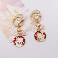 Japanese Lucky Cat Keychain with Paw Charm for Bags and Gifts