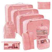 9-Piece Travel Organizer Set for Toiletries, Cosmetics, and Clothing