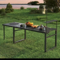 Portable Outdoor Folding Table Lightweight Camping Picnic BBQ Desk with Optional Grill and Accessories