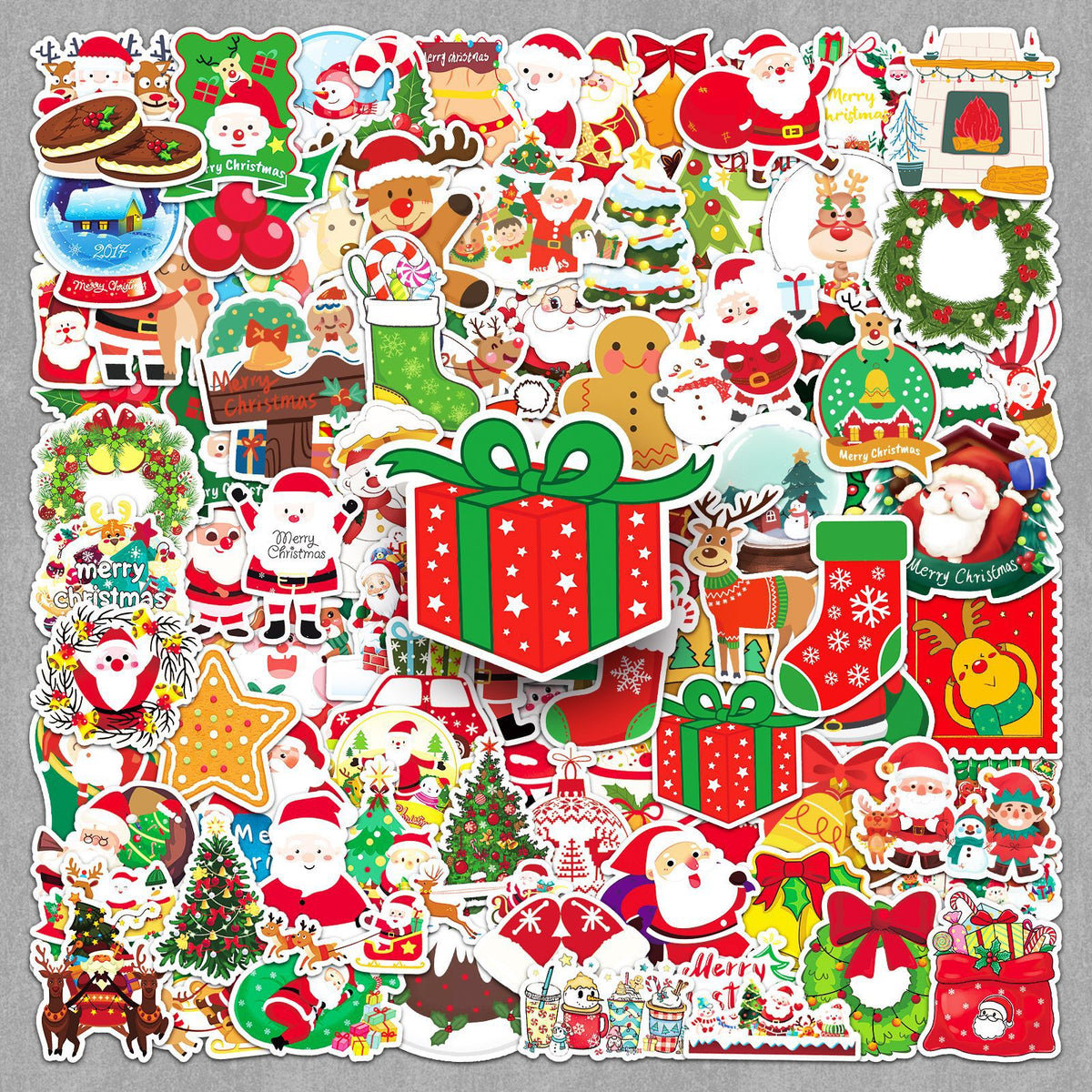 102-Piece Christmas Sticker Set for DIY Crafts and Decoration