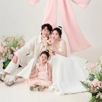 Family Matching Pink Big Bowknot Photo Shoot Outfits