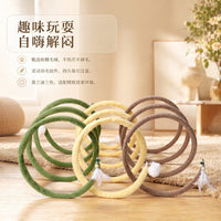 Collapsible Cat Tunnel with Dangling Mouse and Feather Toys for Indoor Cats