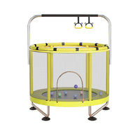 Kids 1.4m Foldable Trampoline with Safety Enclosure Net and Handrail for Indoor Use