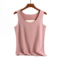Women's Thermal Patch Vest Slim Fit Round Neck Base Layer Thickened Warm Underwear