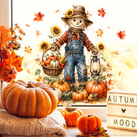 Thanksgiving Scarecrow Pumpkin Window Clings for Holiday Decoration