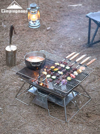 KEEMANS Portable Folding Stainless Steel BBQ Grill and Fire Pit for Outdoor Camping