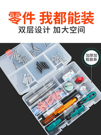 Transparent Plastic Storage Box with Adjustable Dividers for Small Parts, Screws, and Electronic Components