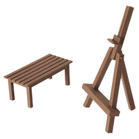 Miniature Dollhouse Simulation Painting Easel and Table Model Accessories