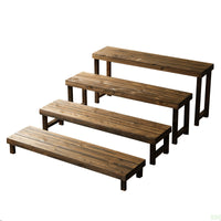 Carbonized Wood Tiered Plant Stand Outdoor Garden Patio Bench