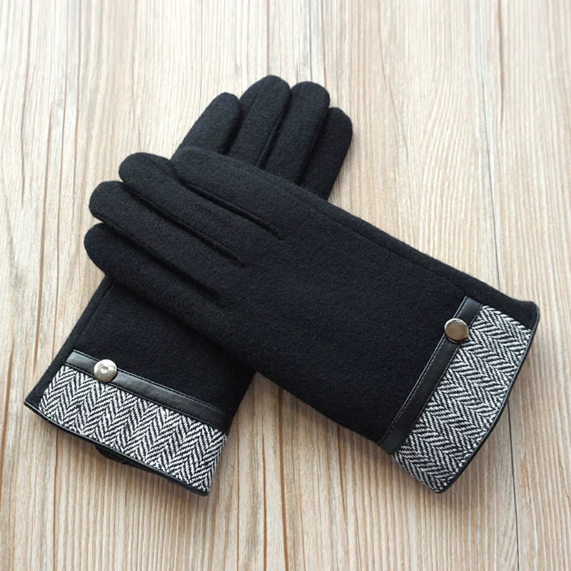 Men's Winter Wool Double-Layer Fleece Lined Touchscreen Gloves for Business & Outdoor