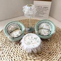 1:12 Dollhouse Miniature Green Apple Fabric Sofa Set with Table Lamp