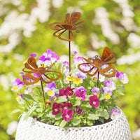 Metal Butterfly and Bee Garden Stakes, Rusty Iron Art Decor for Yard and Patio