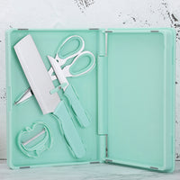 Kitchen Folding Cutting Board Set, Portable Camping Multi-function Chopping Board with Fruit Knife Peeler, 5-piece Set