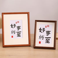Solid Wood Photo Frame New Chinese Style Calligraphy Wall Hanging Picture Frame for 6-10 Inch Photos