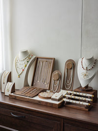 Walnut Wood Jewelry Display Stand for Bracelets, Rings, Necklaces, and Accessories