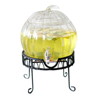 Pumpkin Glass Beverage Dispenser with Spigot and Stand for Cold Drinks, Juice, Iced Tea