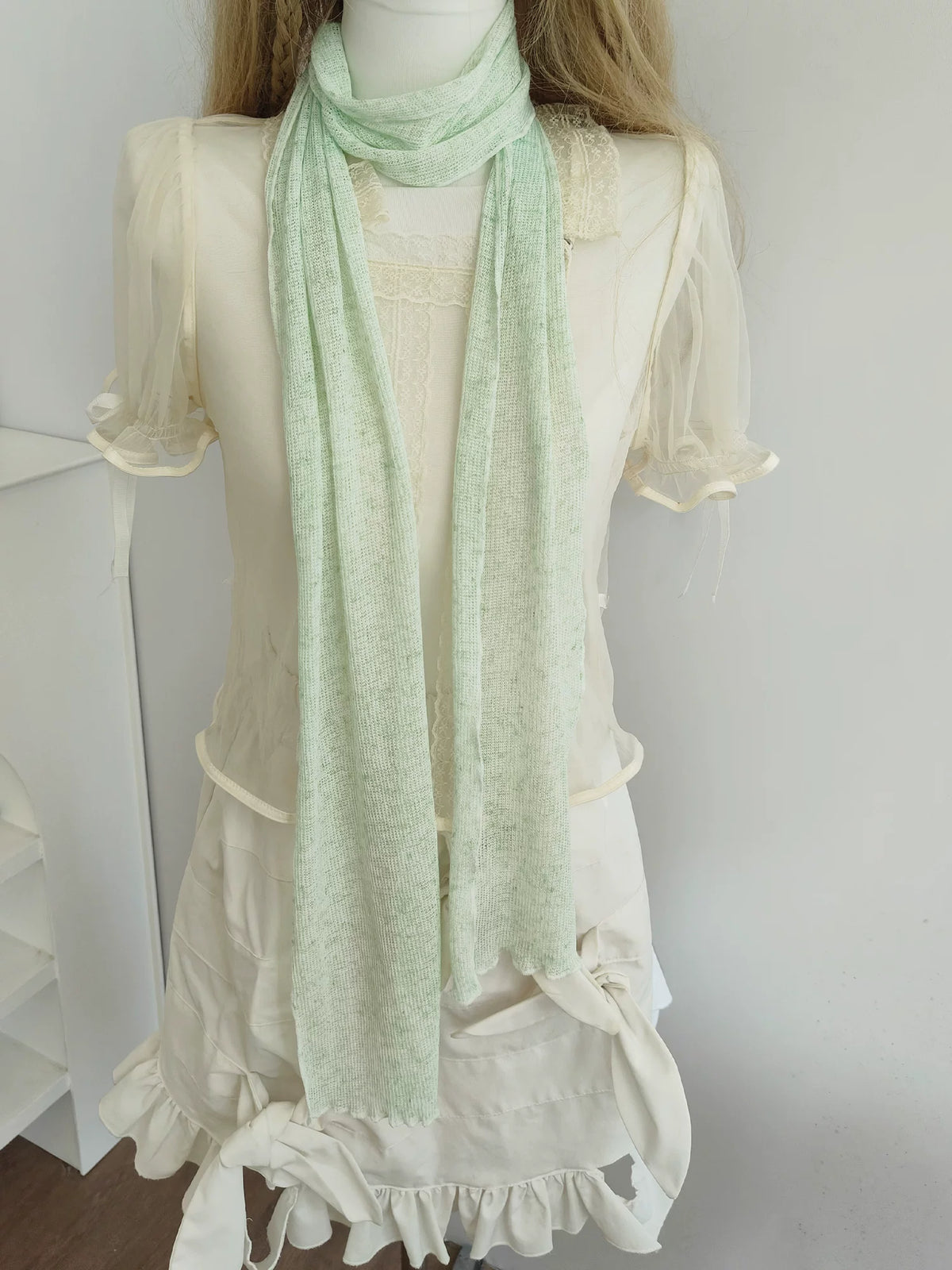 TAKONG Early Autumn Knitted Hollow Scarf and Hat Set in Vintage Colors