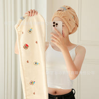 Embroidered Bear Quick Dry Hair Towel for Women, Super Absorbent Microfiber Hair Drying Cap