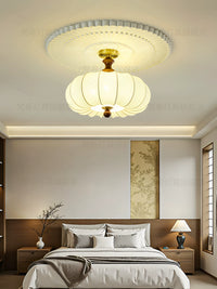 French Vintage Fabric Ceiling Lamp for Living Room Bedroom Study