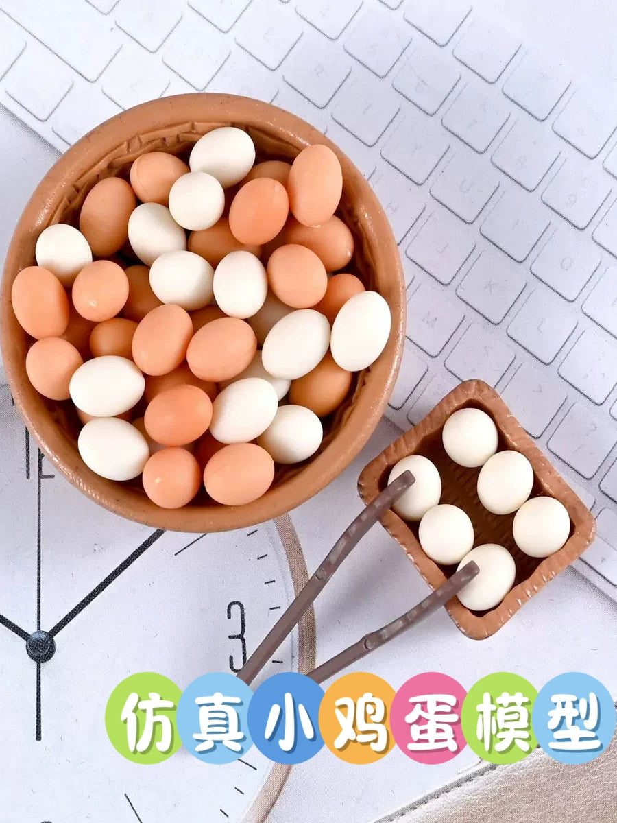Miniature Dollhouse Kitchen Scene Eggs and Basket Set