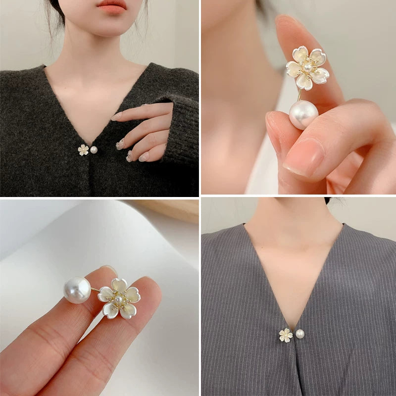 Anti-Exposure Flower Brooch Pin for Neckline Adjustment and Cardigan Fixing