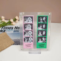 Magnetic Acrylic Photo Card Holder with Card Slot and Stand for 4-Cut Photos and Bookmarks