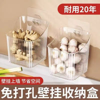 Wall-Mounted Plastic Storage Basket for Kitchen & Bathroom