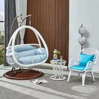 Indoor Outdoor Wicker Rattan Swing Chair with Stand for Patio Balcony Bedroom