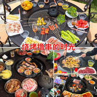 Outdoor Cast Aluminum BBQ Dining Set - Patio Garden Terrace Waterproof Sunscreen Leisure Table and Chair Combination