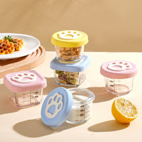 Square Bear Silicone Baby Food Bowl with Glass Lid - Portable Storage Container for Toddlers
