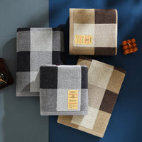 Japanese Style Plaid Cotton Bath Towel for Adults