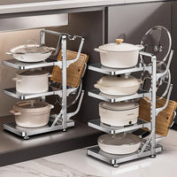 Stainless Steel Kitchen Floor Standing Storage Rack Multi-layer Pot and Chopping Board Organizer Shelf for Home Cabinet