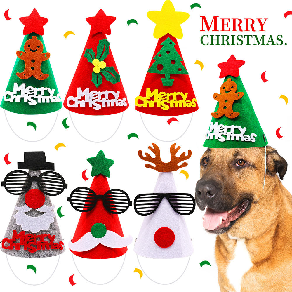 Christmas Pet Hat Adjustable Dog Cat Headwear Festive Holiday Decoration