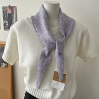 Korean Design Wool Blend Knitted Triangle Scarf for Women, Autumn Winter Decorative Shawl Neck Warmer
