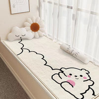 Cartoon Lamb Velvet Bay Window Cushion, All-Season Balcony Mat, Skin-Friendly Bedroom Bedside Rug